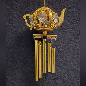 Elegant Gold Wind Chime with Crystal Accents